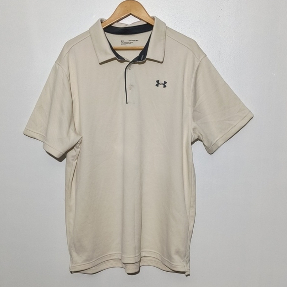 🔥 Under Armour Cream Athletic Polo Shirt XXL